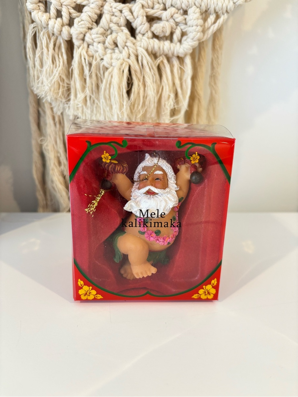 Vintage Hawaiian Santa ornament Mele kalikimaka Hawaii Hula dancing Santa